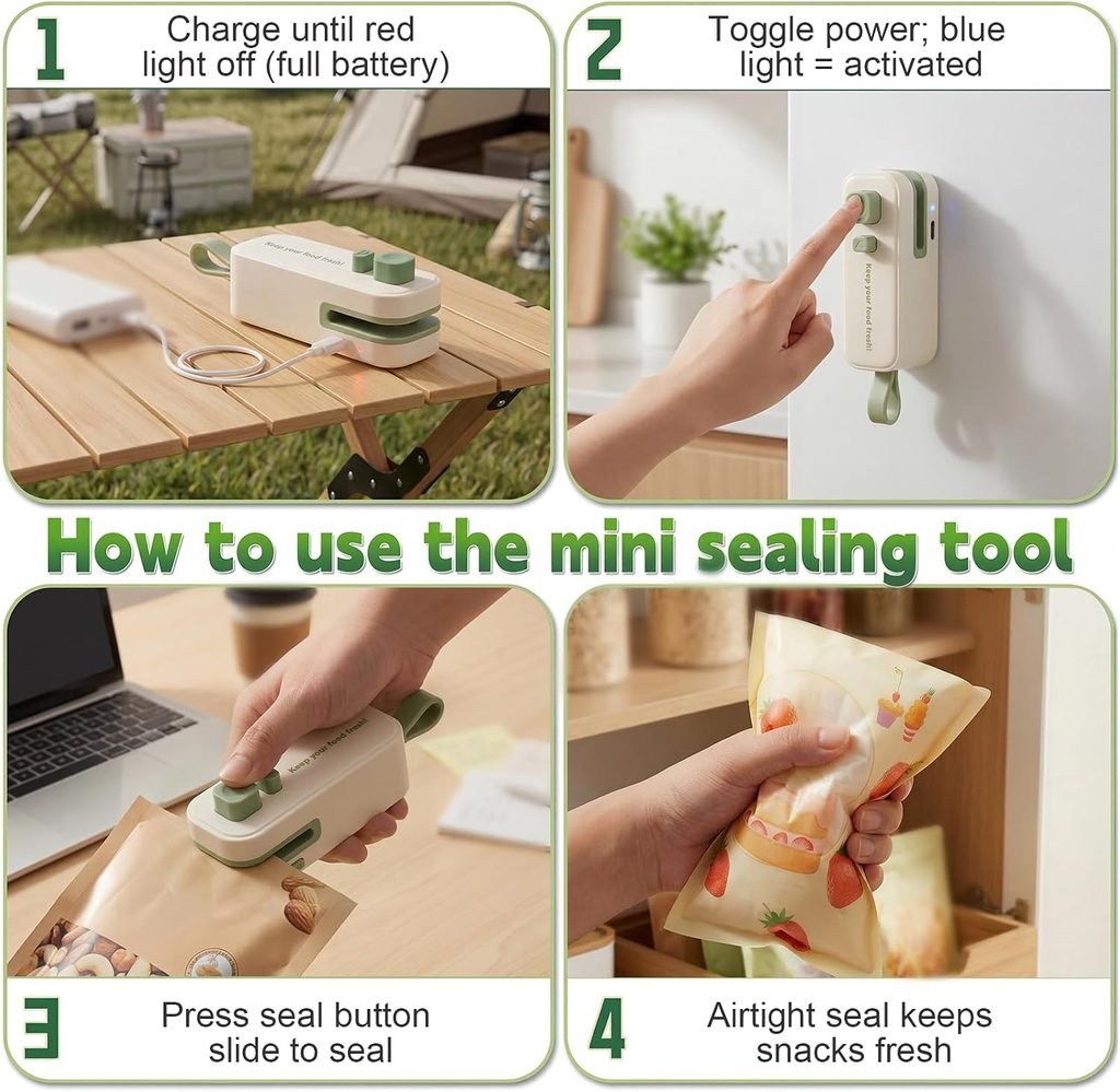2in1 Mini Bag Sealer Heat Sealer with Cutter Magnet