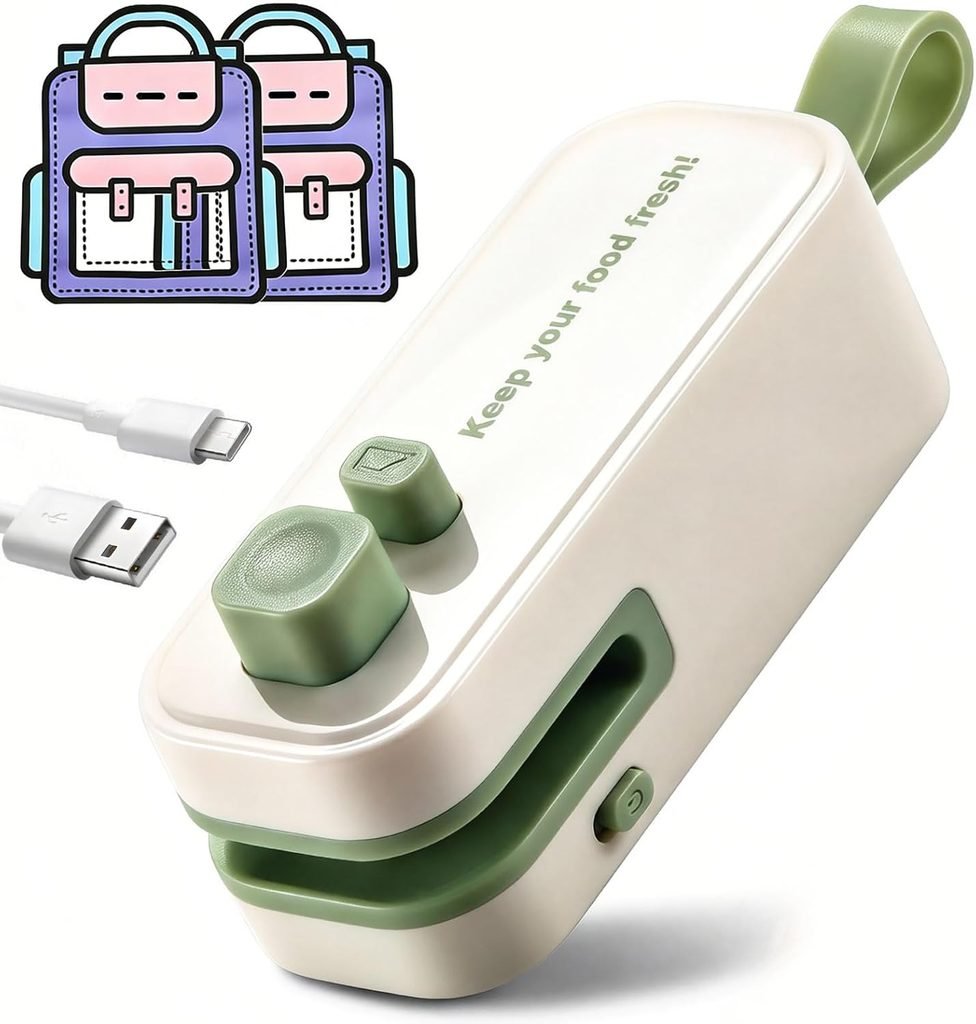 2in1 Mini Bag Sealer Rechargeable Heat Sealer with Cutter Magnet