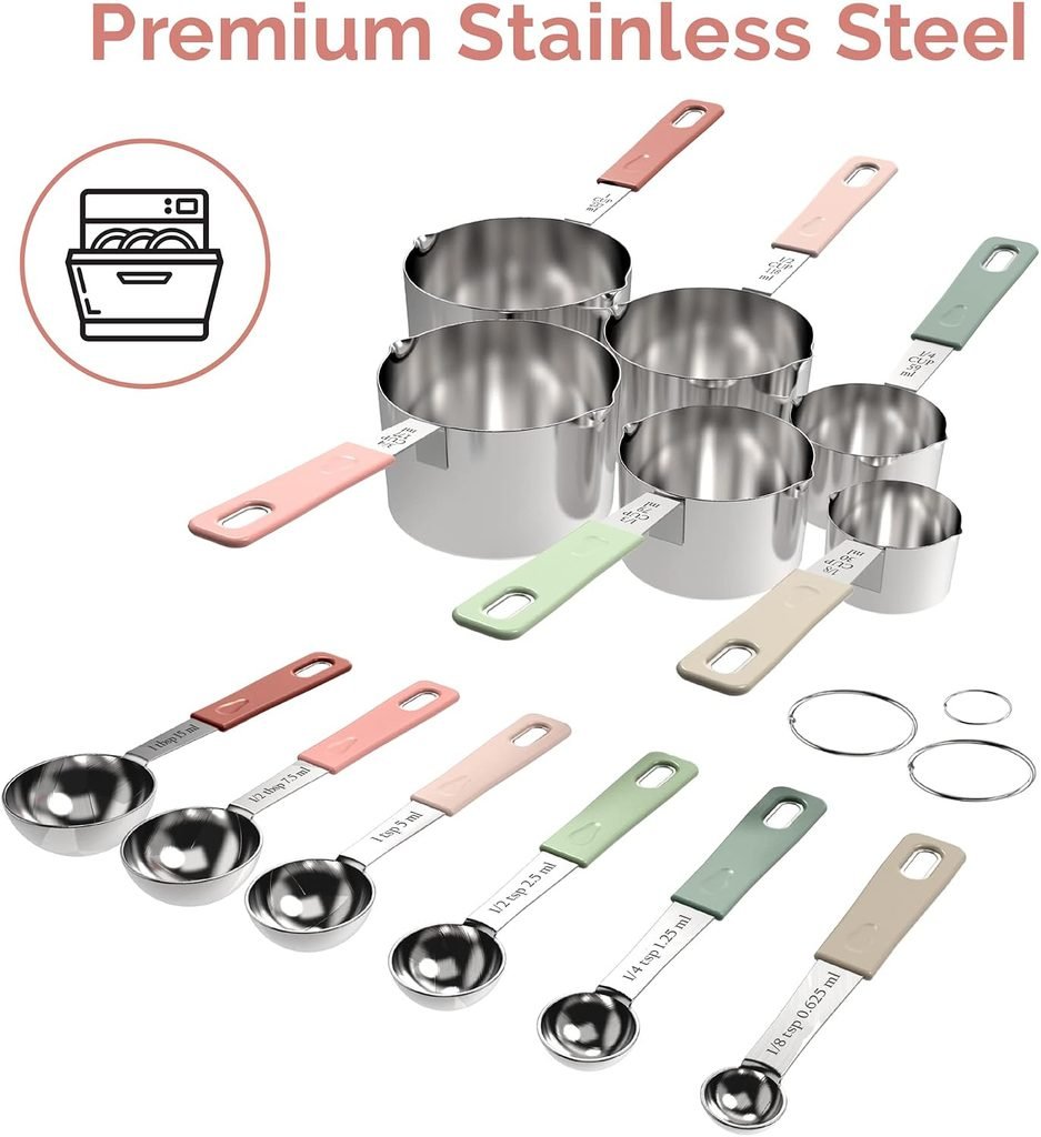 Stainless Steel Cups and Spoons Set