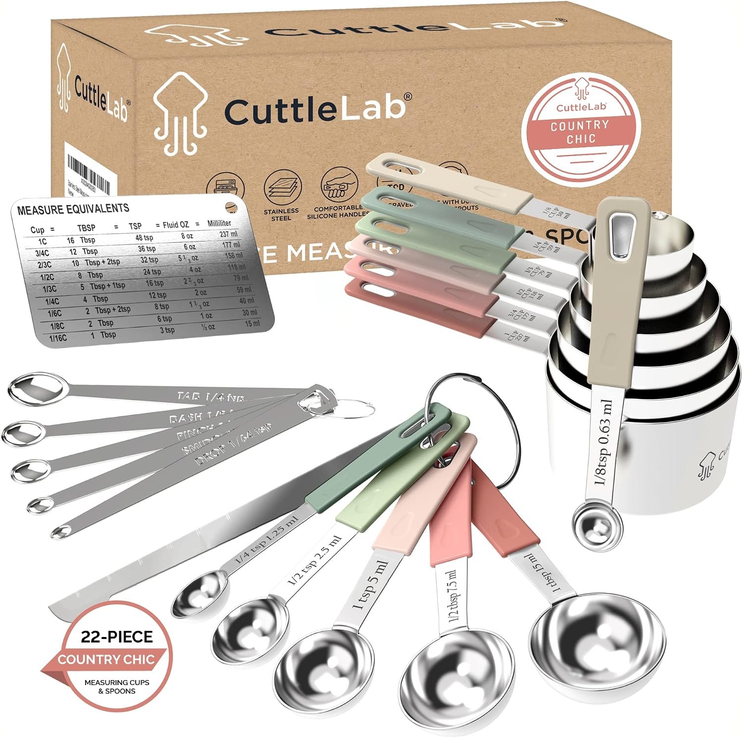 Stainless Steel Measuring Cups and Spoons Set
