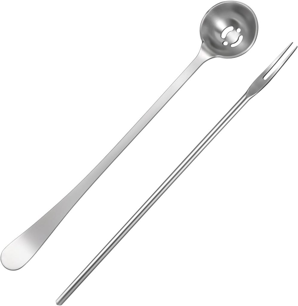 2 Pack Olive Spoon and Pickle Fork Stainless Steel Long Handle Food Picker