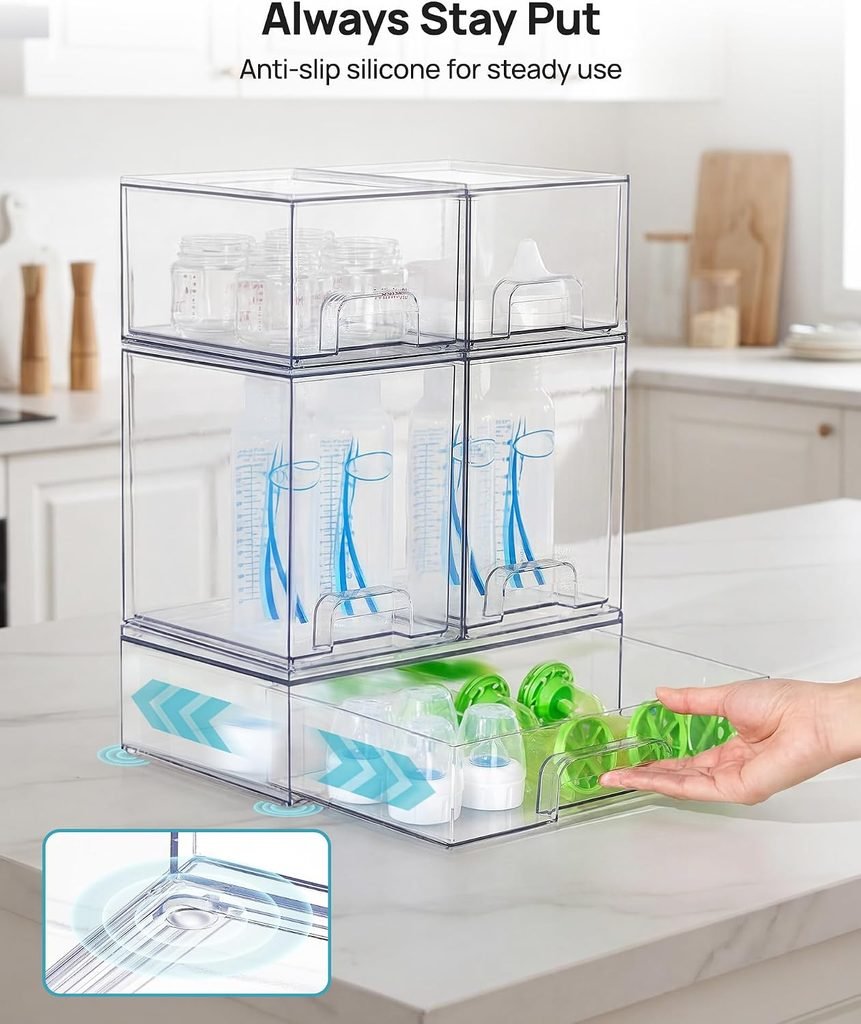 Clear Stackable Storage Drawers Set