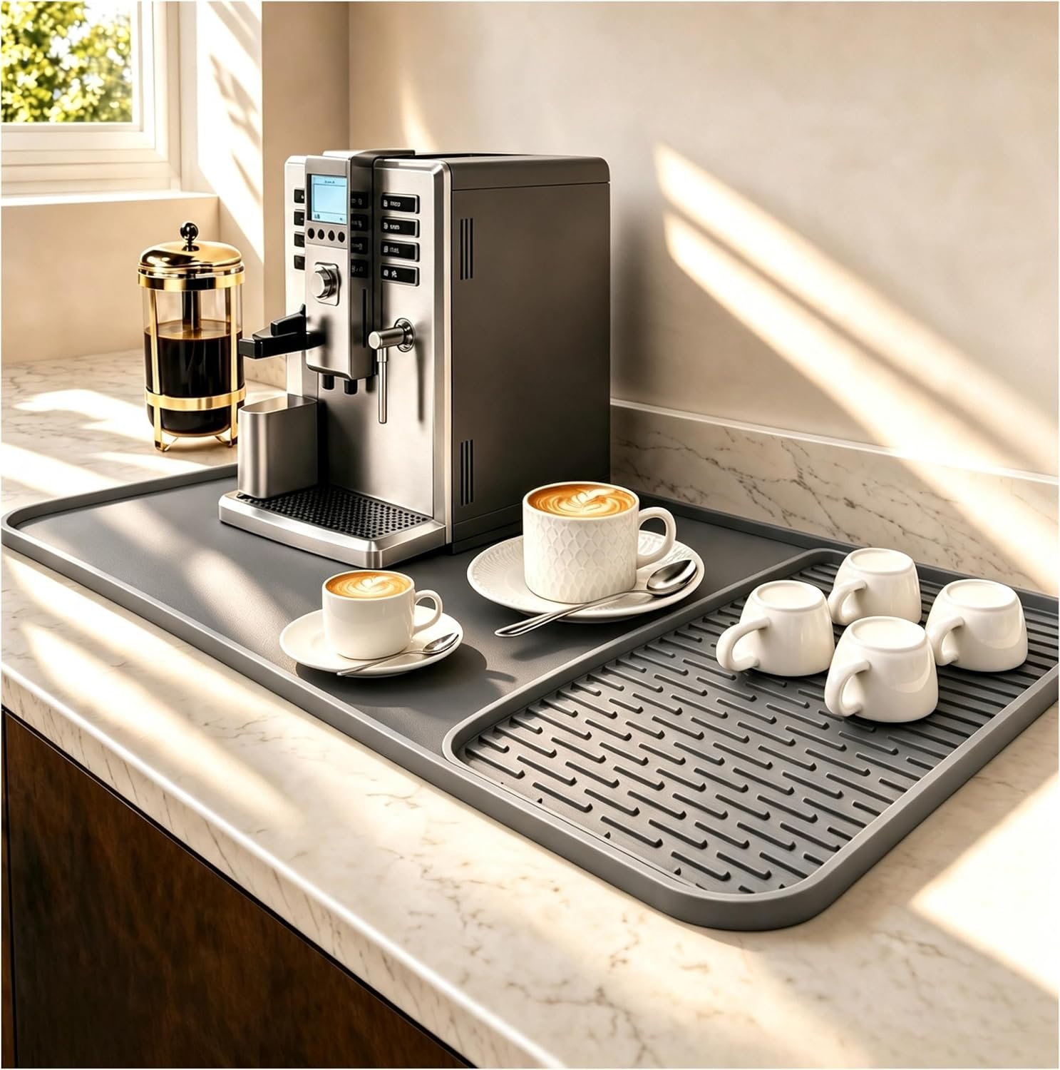 2 In 1 Silicone Coffee Bar Mat Accessories Detachable